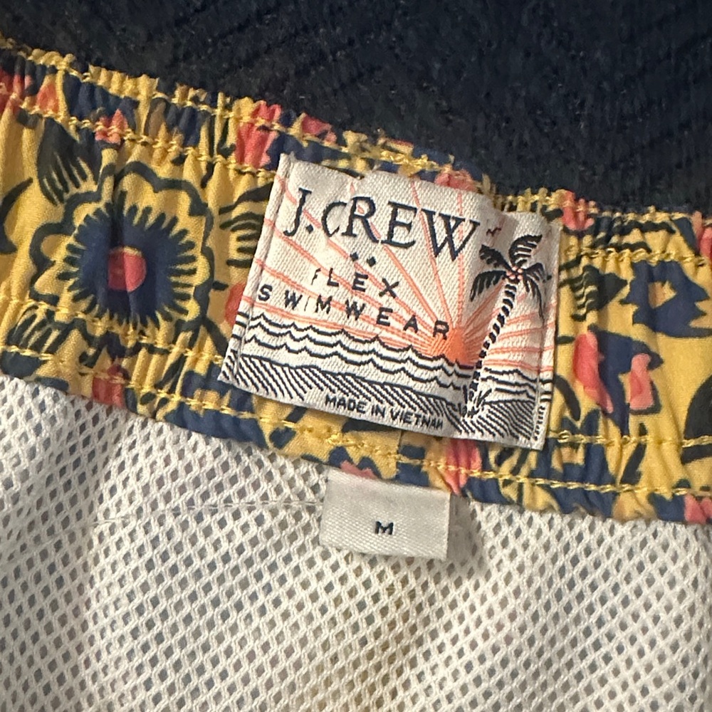 J. Crew Men's Floral Swim Trunks - Yellow and Blue | Medium - Picture 2 of 7